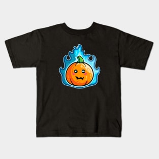 Kawaii Cute Flaming Pumpkin Kids T-Shirt